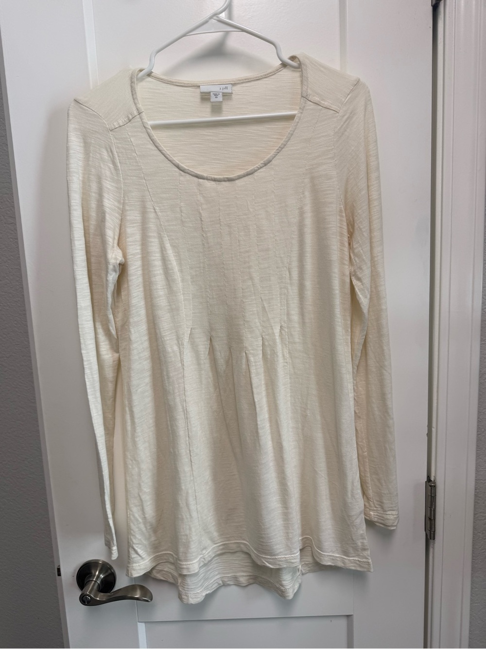 J. Jill Cream Long Sleeve Scoop Neck Tunic Top